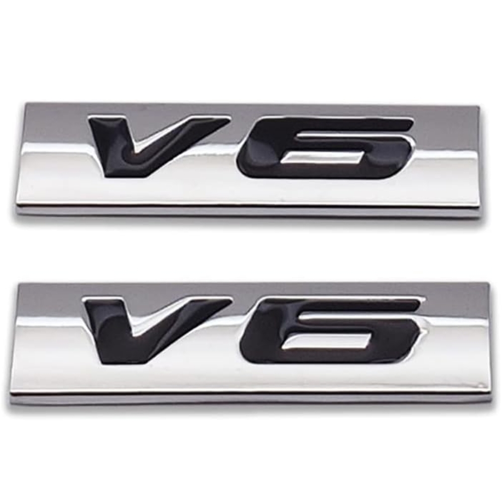 Silver and Black V6 Emblem Set